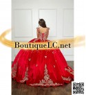 Royal Red and Gold Quinceanera Dress