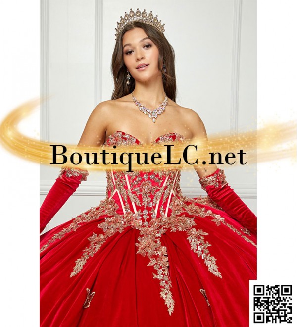 Royal Red and Gold Quinceanera Dress
